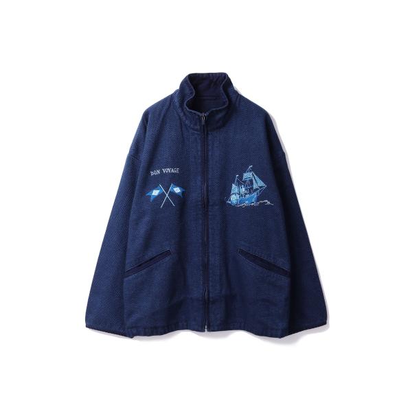 P5倍】PC KENDO ZIP UP JACKET EMBROIDERY (LE TOUR DU MONDE) / BLUE