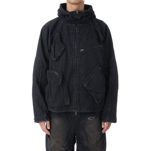 CPG RHOMBUS POCKET FADE DENIM JACKET - BLACK (25AW-CPG-02 / FS1881