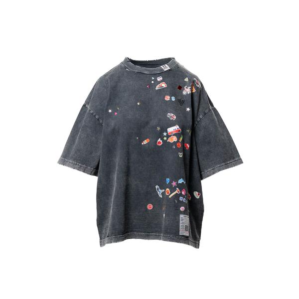 BLEACHED KIDS STICKER TEE - BLACK (K16TS781) MIHARA YASUHIRO