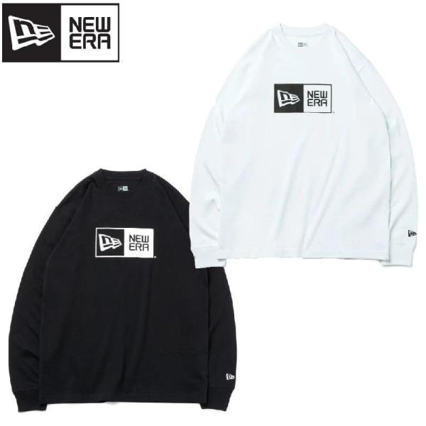 NEWERA ニューエラ 正規品 メンズ  長袖 Tシャツ 長袖Tシャツ カットソー ロンT ボックスロゴ プリント レディース ユニセックス 白 ホワイト 黒 ブラック