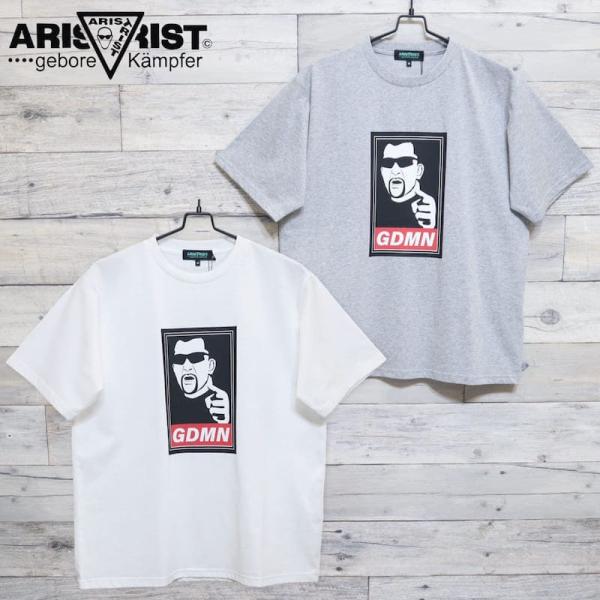送料無料 メンズ ARISTRIST アリストトリスト 蝶野 正洋 半袖 Tシャツ ティーシャツ プロレス GDMN ガッデム ユニセックス レディース  ホワイト グレー
