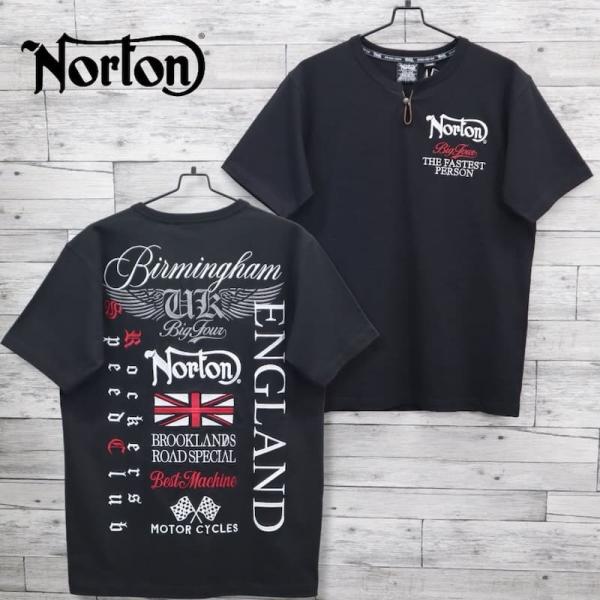 送料無料 メンズ Norton ノートン 半袖 Tシャツ 半袖Tシャツ ティーシャツ ヘンリーネック キーネック バック 服 アパレル 刺繍 MAXシリーズ