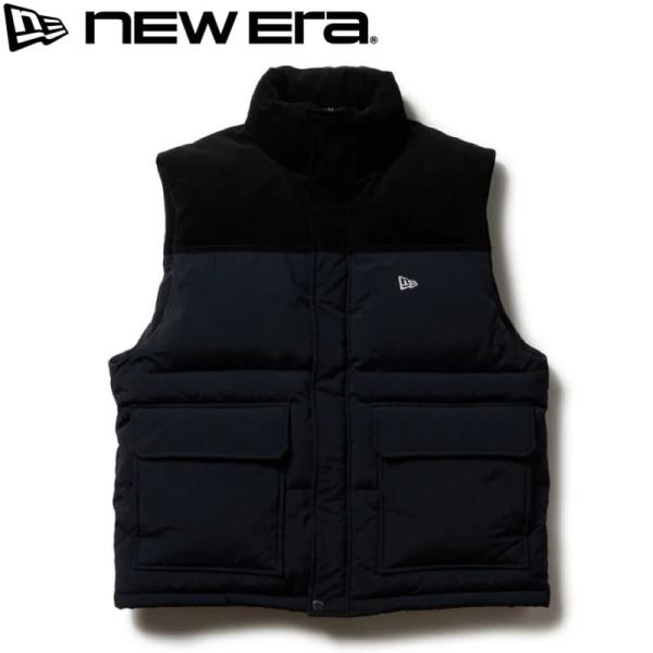 【送料無料】NEWERA ニューエラ 正規品 ダウンベスト アウター フェザー 防寒 軽量 軽い 暖かい ナイロン コーデュロイ オーバーサイズ ワイド メンズ レディース ユニセックス 黒 ブラック 14682725 NEW ERA（ニューエラ） 送料無料 正規品 ダウン ベスト アウター