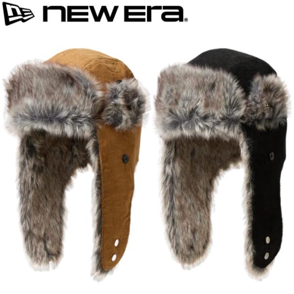 NEWERA ニューエラ 正規品 フライトキャップ パイロットキャップ トラッパー CAP 帽子 コーデュロイ ファー 刺繍 キャメル ウィート 黒 ブラック