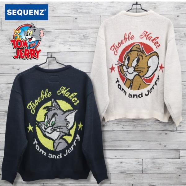 送料無料 トムとジェリー TOM&JERRY ニット セーター トムジェリ トム ジェリー キャラクター グッズ  ユニセックス メンズ レディース アイボリー ネイビー