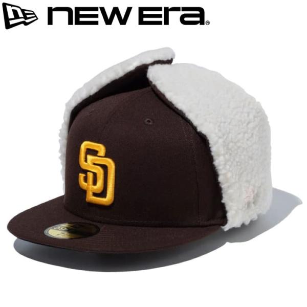 NEWERA ニューエラ 正規品 ドッグイヤー キャップ サンディエゴ パドレス SD 59FIFTY CAP 帽子 ボア 耳当て イヤーフラップ 茶色 ブラウン 14866619