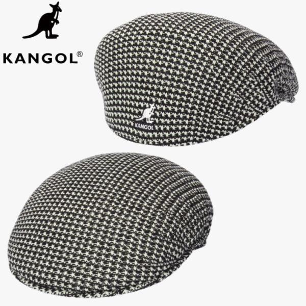 送料無料 KANGOL カンゴール 正規品 ハンチング 帽子 ハンチング帽 ベレー ベレー帽 千鳥 格子 チェック カンガルー ロゴ 刺繍 メンズ レディース  黒 ブラック