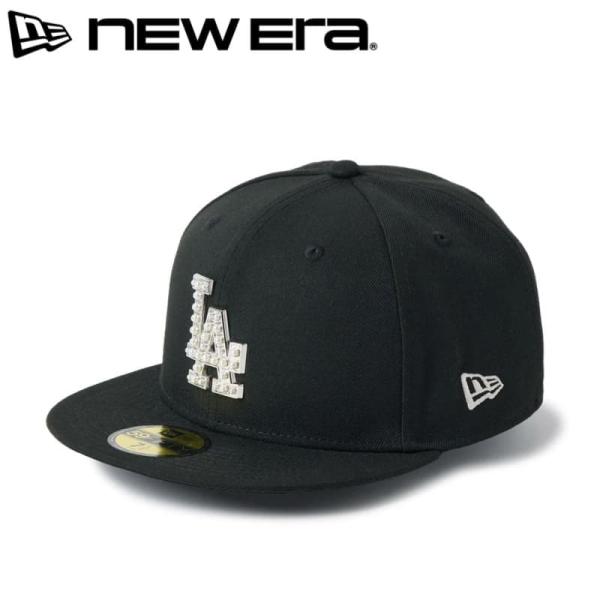NEWERA ニューエラ 正規品 ロサンゼルス ドジャース LA キャップ CAP 帽子 59FIFTY パール バッジ メタル ロゴ MLB 黒 ブラック 14745166