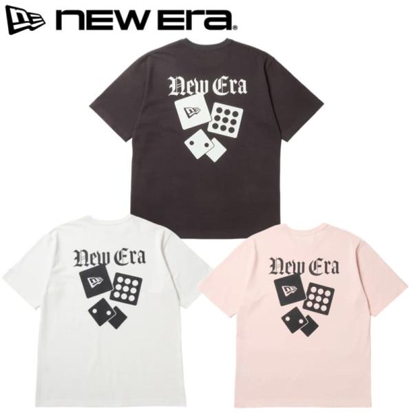 NEWERA ニューエラ 正規品 半袖 Tシャツ ティーシャツ 半袖Tシャツ バックプリント ダイス サイコロ メンズ レディース 白 オフホワイト ピンク グレー スミクロ