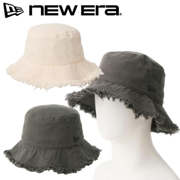 NEWERA ニューエラ 正規品 バケット ハット帽子 バケハ HAT カットオフ フリンジ 無地 ロゴ 刺繍 ワンポイント クローム ホワイト チャコール グレー