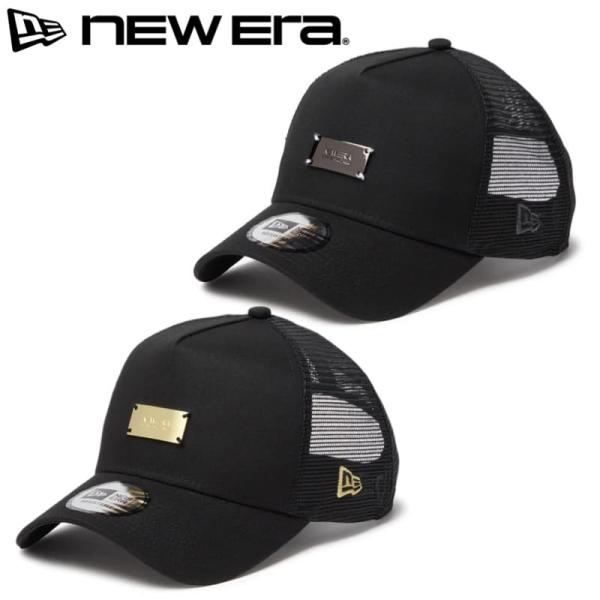 NEWERA ニューエラ 正規品 メッシュ キャップ メッシュキャップ CAP 帽子 9FORTY A-Frame メタルプレート メタリック ゴールド 黒 ブラック 14744906 14744907
