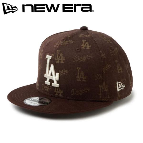 新品 NEWERA ニューエラ 正規品 ロサンゼルス ドジャース LA キャップ CAP 帽子 9FIFTY モノグラム MLB ブラウン 14744818 M/L