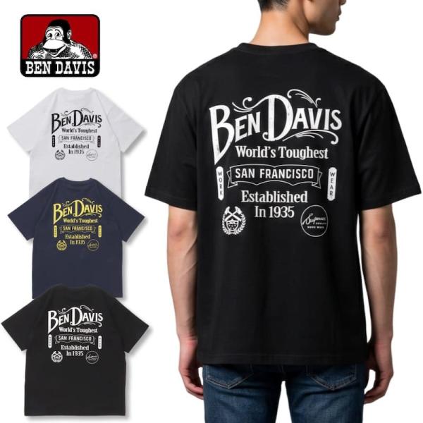 送料無料 メンズ ベンデイビス BENDAVIS BEN DAVIS 半袖 Tシャツ ティーシャツ バックプリント クラシックロゴ レディース 白 ホワイト 紺 ネイビー 黒 ブラック