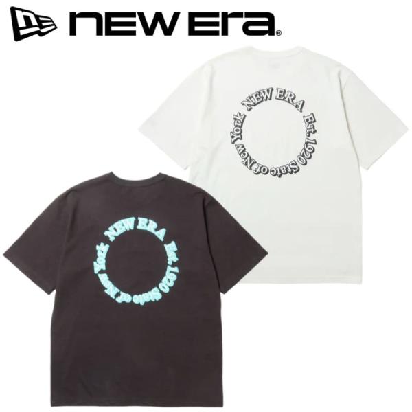 NEWERA ニューエラ 正規品 半袖 Tシャツ ティーシャツ 半袖Tシャツ バックプリント サークルロゴ メンズ レディース 白 オフホワイト チャコール スミクロ