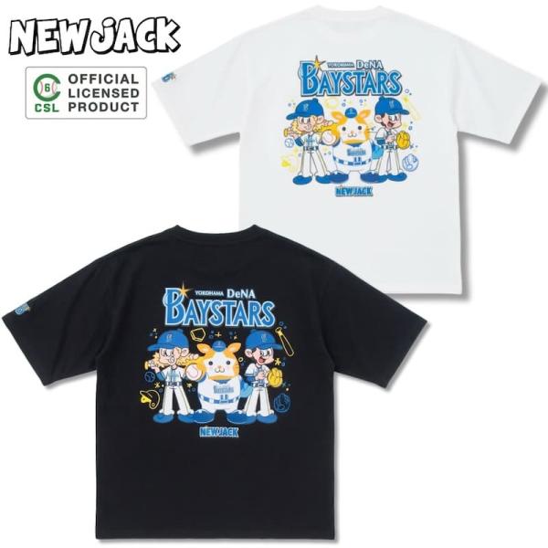 送料無料 メンズ レディース 横浜 ベイスターズ 半袖 Tシャツ ティーシャツ プロ野球 スターマン ニュージャック コラボ 白 ホワイト 黒 ブラック