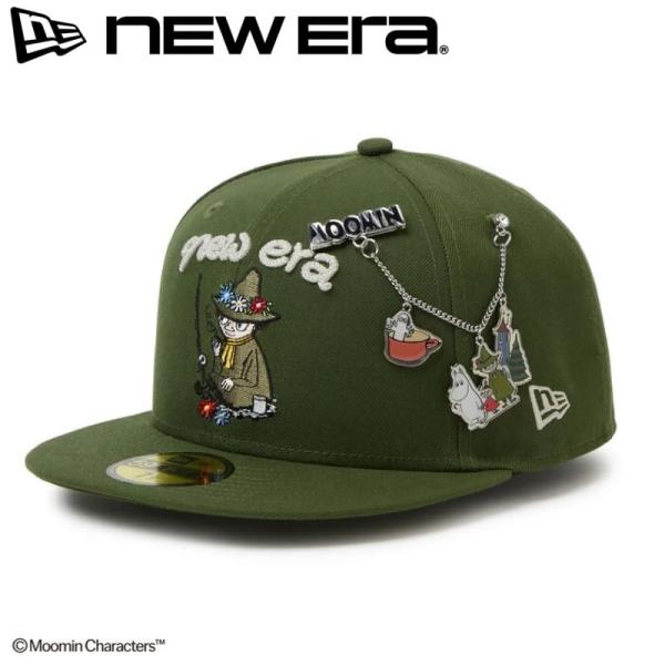 NEWERA ニューエラ 正規品 ムーミン コラボ Moomin キャップ CAP 帽子 59FIFTY スナフキン チャーム付き キャラクター グッズ 緑 グリーン 15154857
