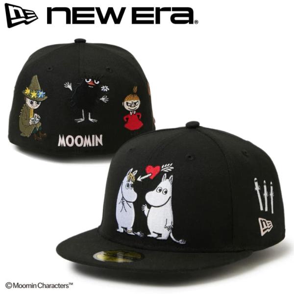 NEWERA ニューエラ 正規品 ムーミン コラボ Moomin キャップ CAP 帽子 59FIFTY スナフキン リトルミイ ニョロニョロ キャラクター グッズ 黒 ブラック 15154858