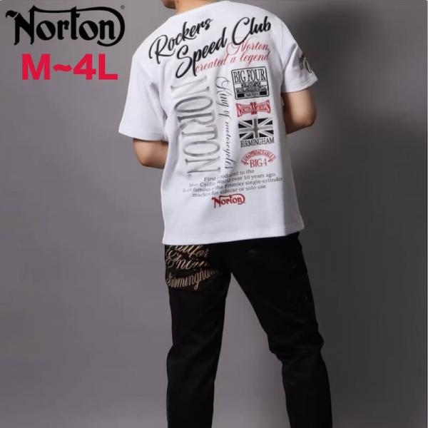 送料無料 メンズ Norton ノートン 半袖 Tシャツ 半袖Tシャツ ティーシャツ キーネック サーマル 服 アパレル ロゴ 刺繍 大きいサイズ 白 ホワイト 黒 ブラック