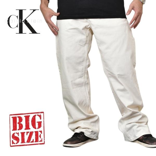 SALE 大きいサイズ メンズ CK Calvin Klein カルバンクライン ペインター ワーク デニムパンツ ジーパン ジーンズ ワイド ジップフライ 40インチ