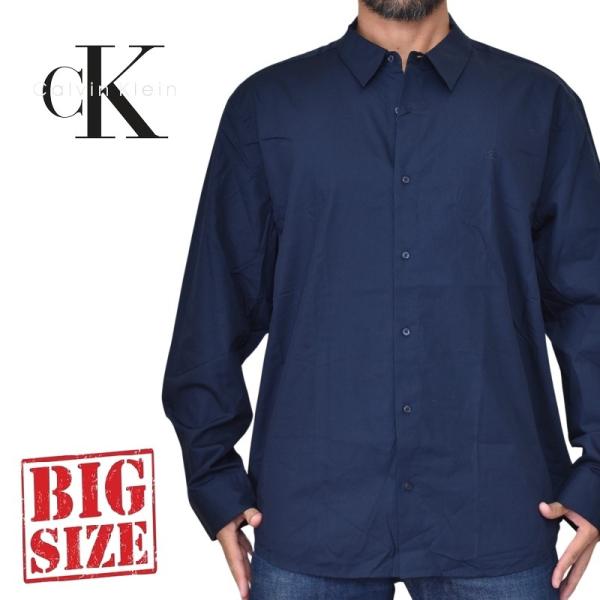 大きいサイズ メンズ CK Calvin Klein カルバンクライン 長袖シャツ ワンポイント C...