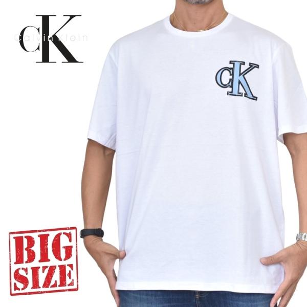 大きいサイズ メンズ CK Calvin Klein jeans カルバンクラインジーンズ クルーネック 半袖Ｔシャツ ワンポイントラバープリント XXL