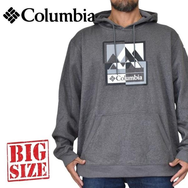 SALE 大きいサイズ メンズ COLUMBIA コロンビア スウェット フーディー パーカー プルオーバー 裏起毛 グレー USAモデル XL XXL