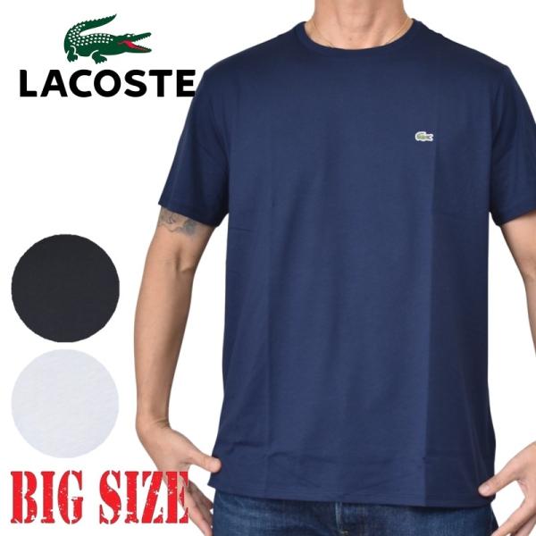 大きいサイズ メンズ Lacoste ラコステ クルーネック 半袖Ｔシャツ ブラック 黒 ホワイト 白 REGULAR FIT XXL XXXL XXXXL