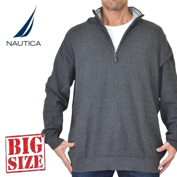 大きいサイズ メンズ NAUTICA ノーティカ textured quarter-zip sweater ハーフジップ クォータージップ セーター ニット ワンポイント XXL XXXL XXXXL