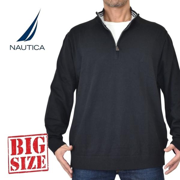 大きいサイズ メンズ NAUTICA ノーティカ performance quarter-zip sweater ハーフジップ クォータージップ セーター ニット ワンポイント XXL XXXL XXXXL