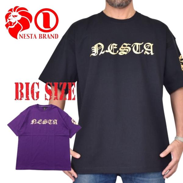 SALE 大きいサイズ メンズ ネスタブランド NESTA BRAND 半袖Tシャツ ネスタ ゴールド T 黒 ブラック XXL XXXL