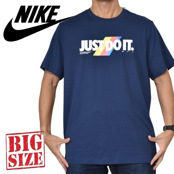大きいサイズ メンズ NIKE ナイキ ロゴプリント 半袖Ｔシャツ ネイビー XL XXL