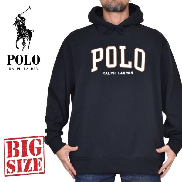RALPH LAUREN プルオーバーパーカー ポロベア 刺繍 黒 L. POLO RALPH LAUREN（ポロ・ラルフローレン） 大きいサイズ メンズ