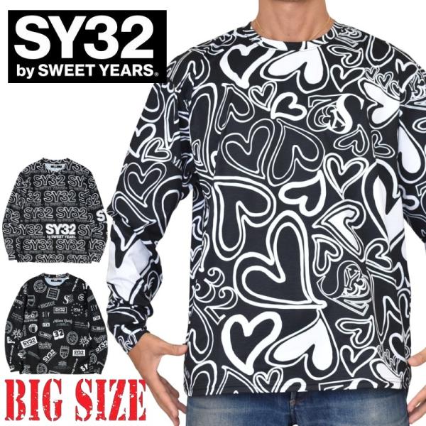 大きいサイズ メンズ SY32 by SWEET YEARS スウィートイヤーズ NEW GRAPHIC PATTERN L/S TEE ロンT 長袖Ｔシャツ XXXL XXXXL