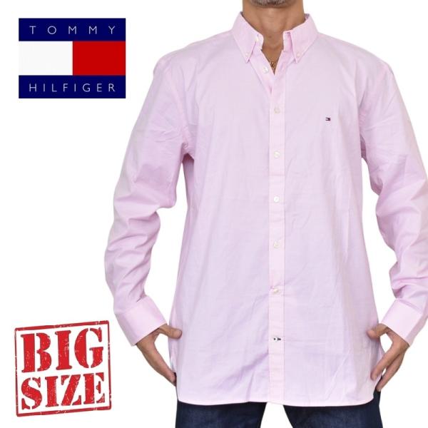 大きいサイズメンズ TOMMY HILFIGER トミーヒルフィガー ドレス 長袖シャツ ワンポイント ボタンダウン SLIM FIT XXL
