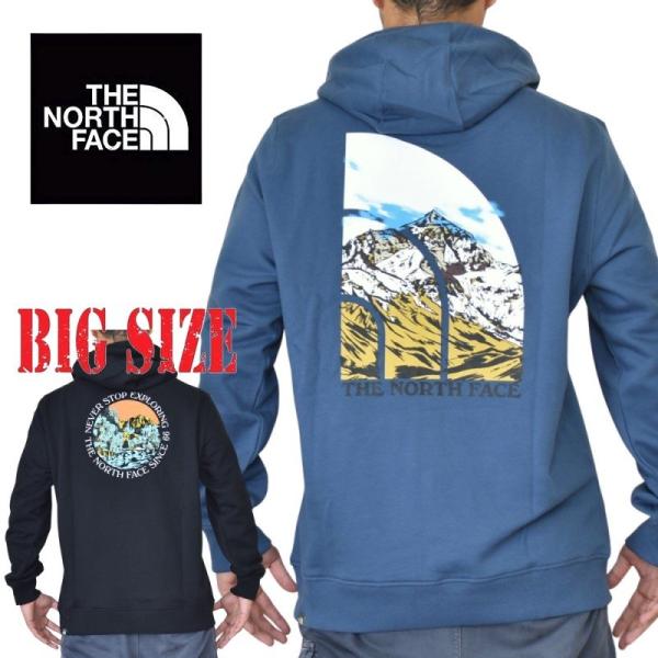 XLノースフェイス黒ブラックバックビッグロゴスウェットブルオーバー THE NORTH FACE SALE 大きいサイズ メンズ ノースフェイス プル