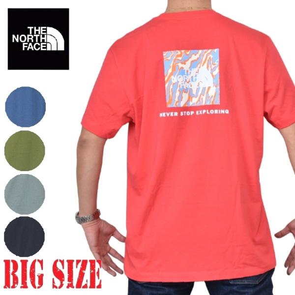 大きいサイズ メンズ ノースフェイス THE NORTH FACE 半袖 Ｔシャツ プリント S/S BOX NSE TEE USAモデル XL XXL