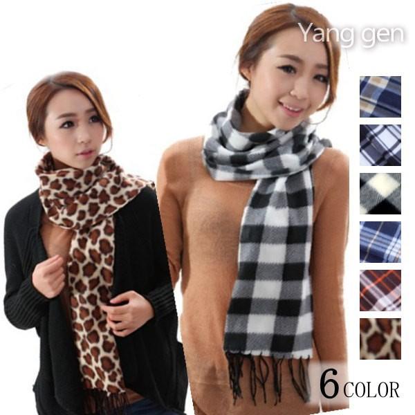 在庫限り 限定価格 マフラー ストール チェック柄 レオパード 豹柄 可愛い フリンジ 防寒 選べる6カラー レディース e Fashion Degage 通販 Yahoo ショッピング