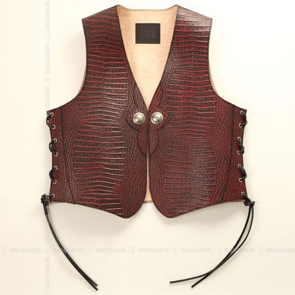 DEGNER（デグナー） クロコダイル柄レザーベスト/LEATHER VEST（レッド