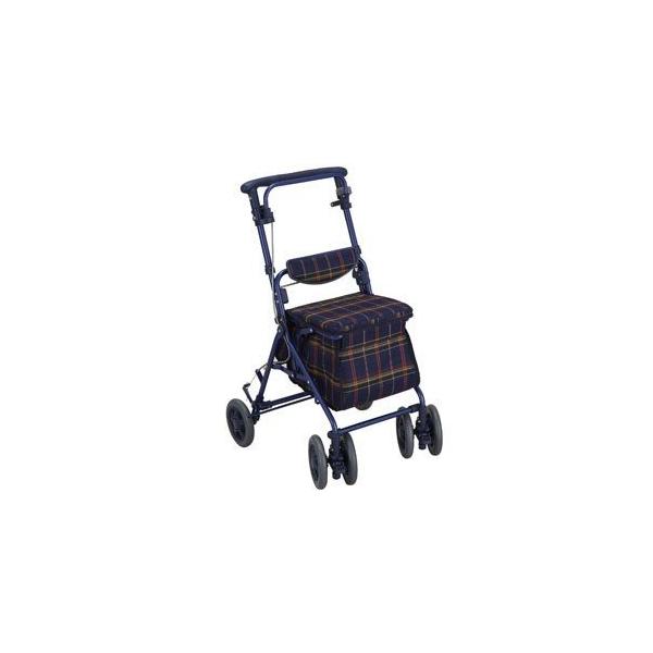 島製作所 アルト 格子ネイビー カート　シルバーカー 島製作所 アルト | 歩行補助 シルバーカー 座面有 折りたたみ