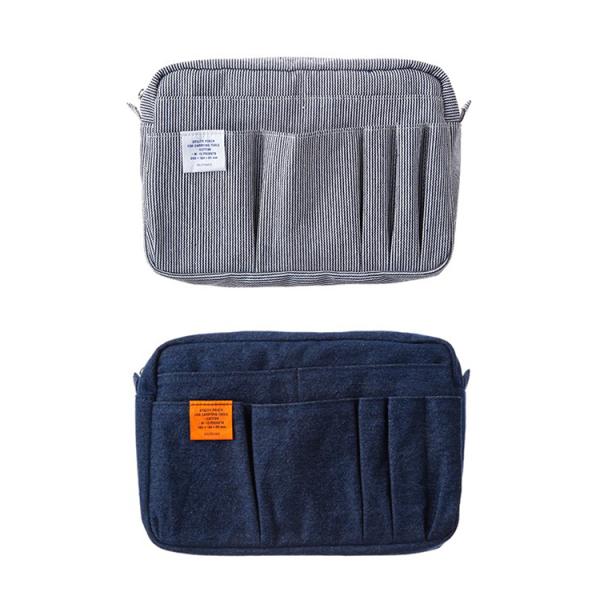 ポーチ A5サイズ収納可能 14ポケット バッグインバッグ 小物入れ キャリングケース ショルダーバッグ インナーキャリング デニムM デルフォニックス公式