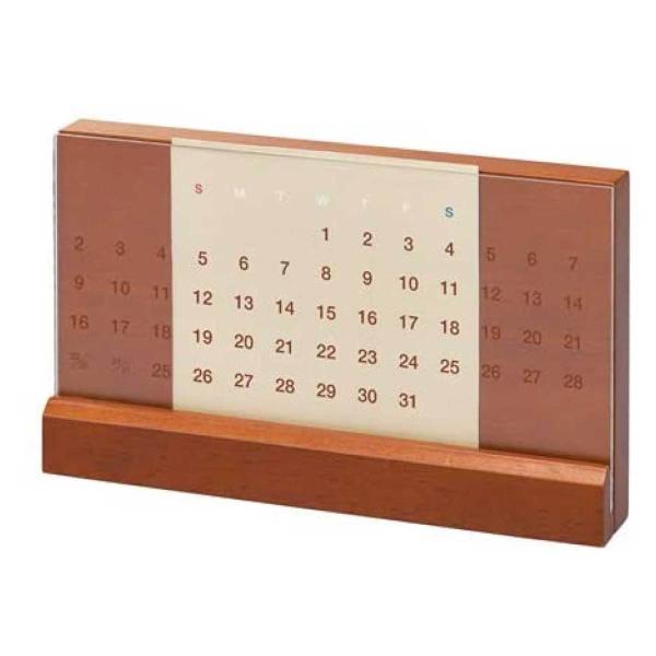 木製万年カレンダー 約160×95×25mm ダークウッド 木製カレンダー