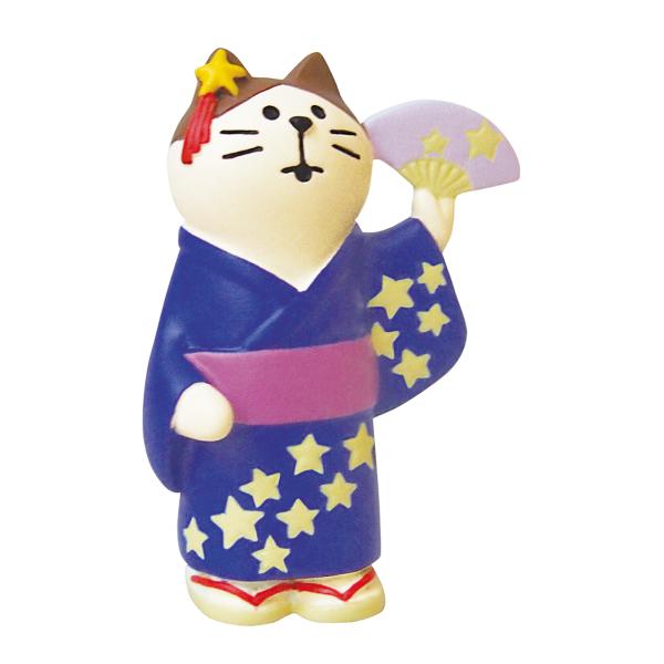 デコレ コンコンブル ひょうたん池＆竹林＆浴衣猫ペア＆笹飾り