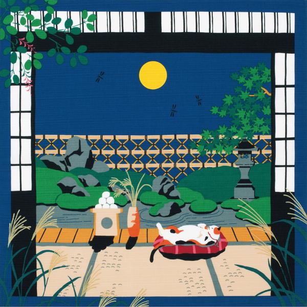 三毛猫みけのゆめ日記小風呂敷ふろしき 三毛猫のみけと過ごす日本の四季。お昼寝好きのみけは四季折々どんな夢をみているの？綿100％タペストリーとしてだけでなく、スカーフやミニバッグとしてお弁当箱包みとしてさまざまなシーンで使い分けのできるふろ...