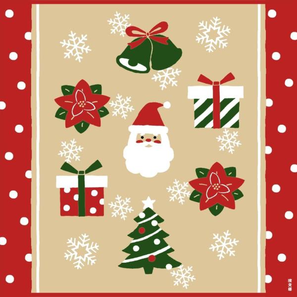 濱文様　小布 ほのぼのクリスマス小布サイズ：50x50cmタペストリーとして飾っても、小風呂敷としても、お弁当包みとしても利用できます（あすつくご希望の場合）必ず、宅配便をお選びください（送料がお選びいただけます）追跡番号付きポスト投函のメ...