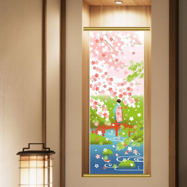 濱文様　絵手ぬぐい 桜 新緑手拭い本来の製法のため、切りっ放しで両端処理はされていません。裁断位置によって寸法が前後する場合がございます。使い始めに出るほつれは切りそろえてください。捺染絵手ぬぐい日本の伝統的な「捺染」という技法を用いて染色...