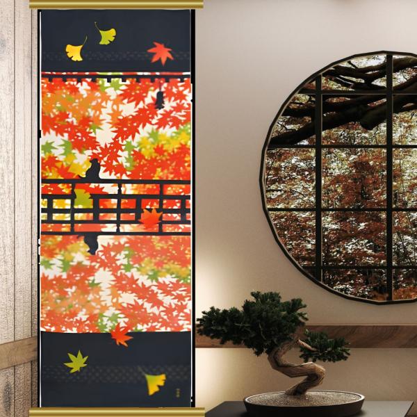 濱文様 2026年新柄 絵手ぬぐい 紅葉鏡 秋 絵てぬぐい 手拭い てぬぐい 90×34cm メール便対応 ポイント消化
