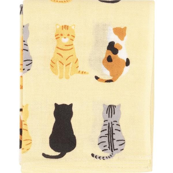 濱文様　てぬぐいのはんかち半分にカットしたてぬぐいの端を縫って、持ち運びやすく、使いやすいハンカチにいたしました。吸水性がよく、乾きやすい素材ですので、持ち歩きの際や洗濯時にもとても使いやすいアイテムです。 おすわり猫ならべお行儀よく並んだ...