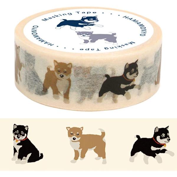 濱文様マスキングテープ豆柴と黒柴ラッピング、デコレーション…… 和紙でできた、かわいらしい絵柄のテープは 日常のちょっとしたアクセントに◎ 手で簡単にちぎることができます。 原産地：日本幅1.5cm×長さ5m（あすつくご希望の場合）必ず、宅...