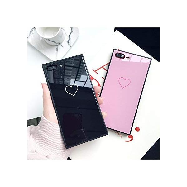 翌日発送 送料無料 Minky 限定品 最新型 強化ガラス スマホケース Iphoneケ ミラー スクエア 四角型 ハート