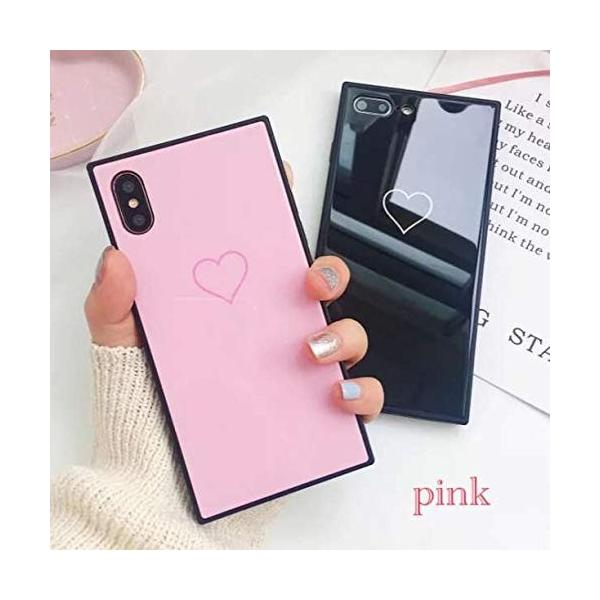 翌日発送 送料無料 Minky 限定品 最新型 強化ガラス スマホケース Iphoneケ ミラー スクエア 四角型 ハート